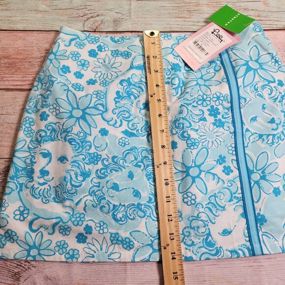 Lilly Pulitzer Size 4 Lenore Skort White Blue Golden Lion Print Stretch - Picture 8 of 8